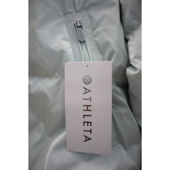 Athleta 480075 Women's Sz L Glacier Blue Summit Cropped Shine Puffer Jacket - Picture 5 of 11